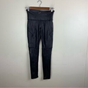 Spanx Faux‎ Leather Moto Pull On Black Leggings Medium